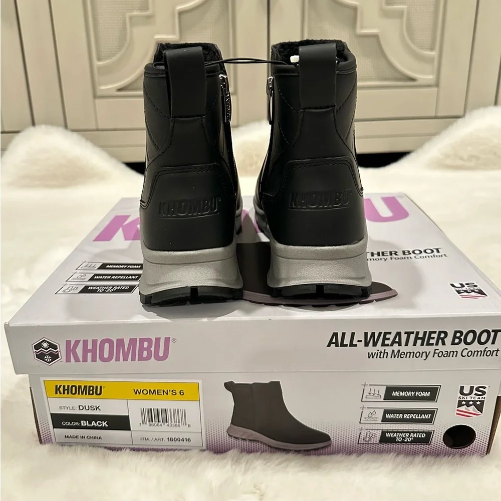 Khombu Dusk Ladies Size 6 All Weather Boot, Black